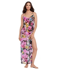 Steve Madden Women's Mesh Cowl Neck Cover-Up Maxi Dress