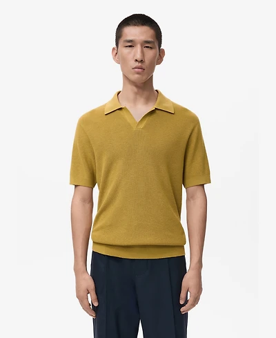 Mango Men's Structured Cotton Knitted Polo Shirt
