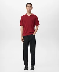 Mango Men's Structured Cotton Knitted Polo Shirt