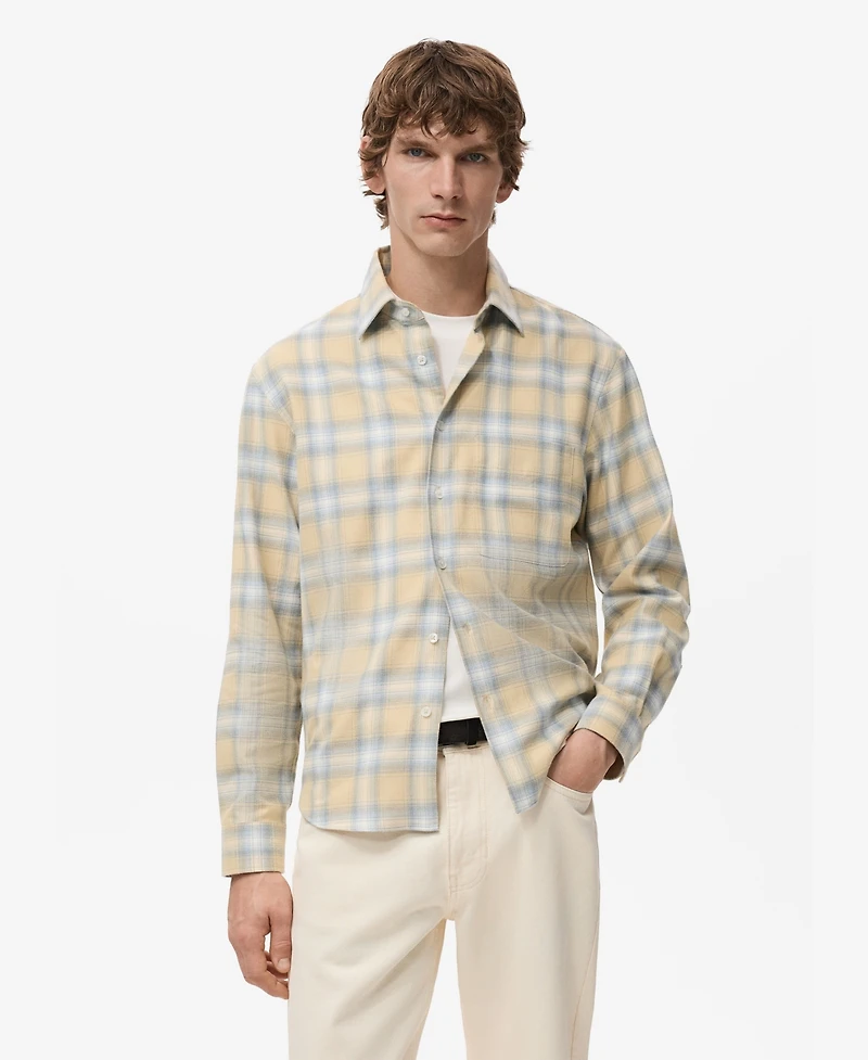 Mango Men's Check Flannel Cotton Shirt