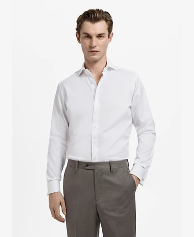 Mango Men's Slim-Fit Twill Fabric Suit Shirt