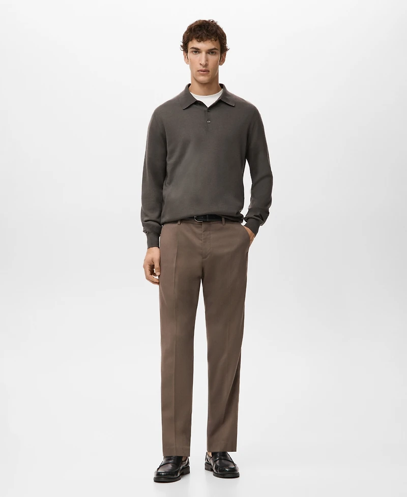 Mango Men's Merino Wool Polo Sweater