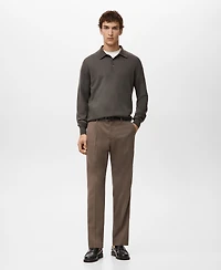 Mango Men's Merino Wool Polo Sweater