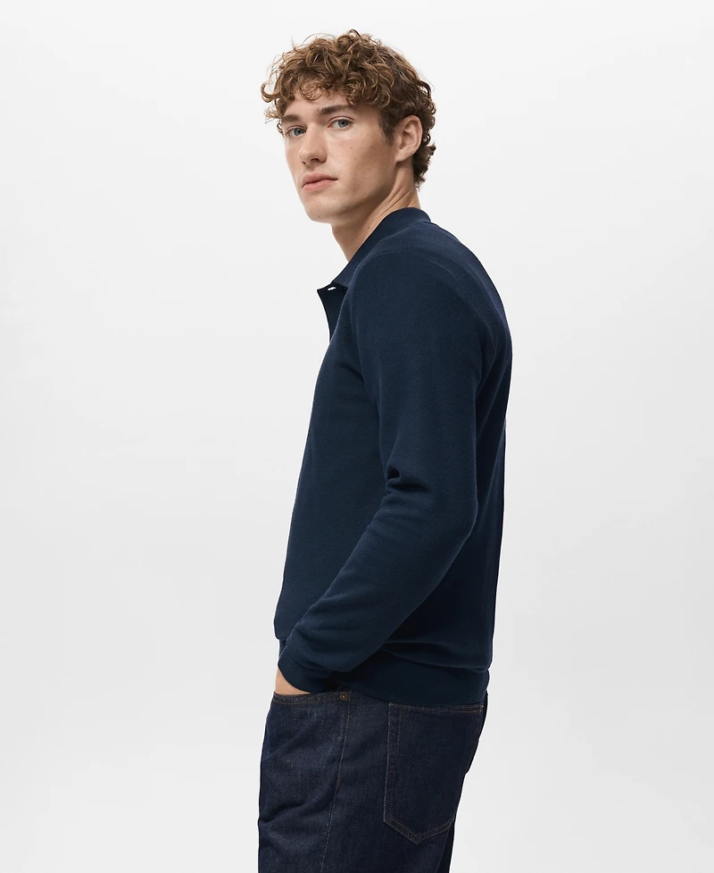 Mango Men's Micro-Structured Cotton Polo Shirt