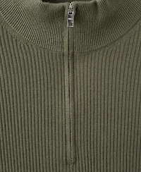 Mango Men's Zip Neck Ribbed Sweater