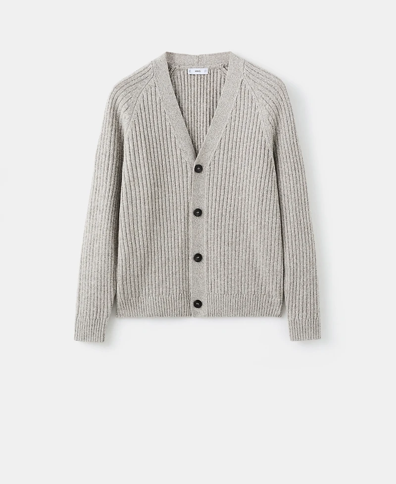 Mango Men's Wool-Blend Ribbed Cardigan