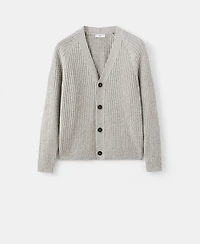 Mango Men's Wool-Blend Ribbed Cardigan