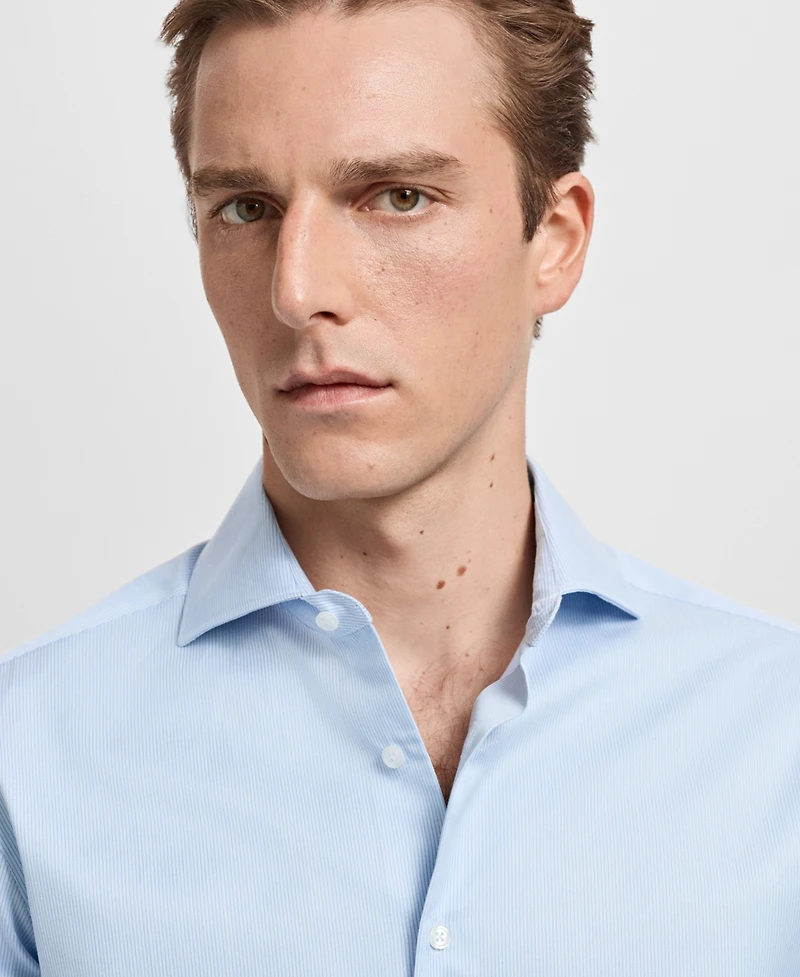 Mango Men's Striped-Print Slim-Fit Dress Shirt