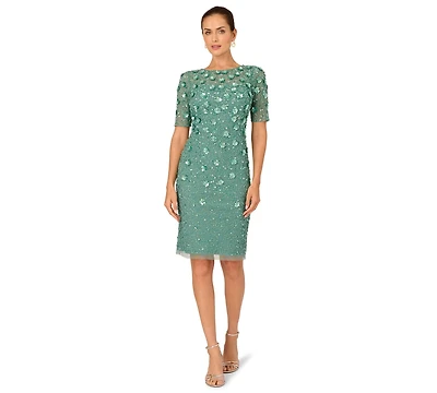 Adrianna Papell Beaded Floral Sheath Dress