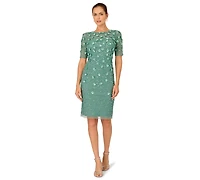Adrianna Papell Beaded Floral Sheath Dress