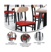 Emma+Oliver Yara Industrial Dining Chair with Rolled Steel Frame and Solid Wood Seat