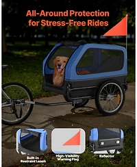 Cozito Foldable Pet Bike Trailer with Internal Leash, Holds up to 88 lbs.