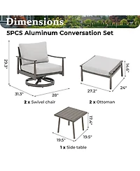 Mondawe 5-piece Outdoor Conversation Set Aluminum Patio Bistro Set