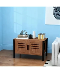 Aostirmotor Cat Litter Box Enclosure with Tall Legs in Brown