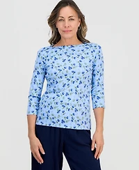 Style & Co Petite Cotton Hydrangea Love Top, Macy's Exclusive