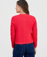 Style & Co Petite Textured Stitch Crewneck Cardigan, Macy's Exclusive