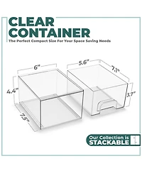 Sorbus 4 Pack Stackable Clear Pull-Out Storage Drawer Containers (4.4'' Tall)