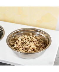 Aostirmotor 17.3 in. Dog Bowls Pet Food Bowl Stand in White