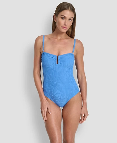 Dkny Women's Textured Shirred One-Piece Swimsuit