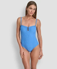 Dkny Women's Textured Shirred One-Piece Swimsuit