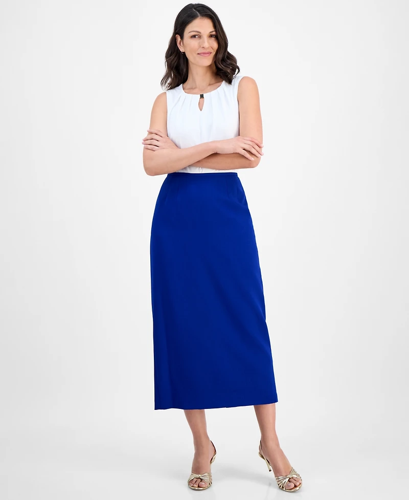 Kasper Women's Stretch Crepe Column Midi Skirt