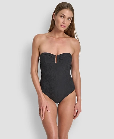 Dkny Women's Textured Shirred One-Piece Swimsuit