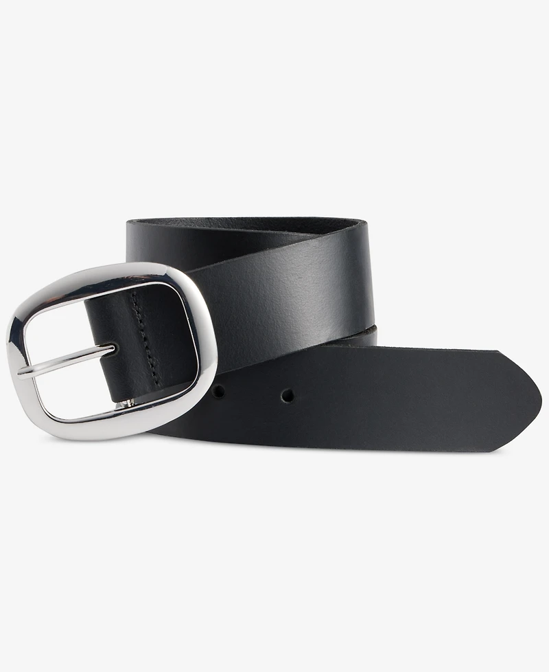 I.n.c International Concepts Centerbar Oval Buckle Leather Belt, Macy's Exclusive