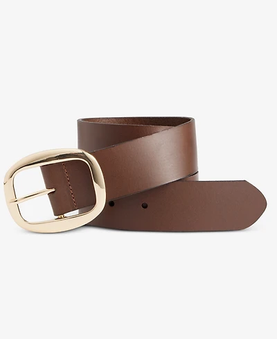 I.n.c International Concepts Centerbar Oval Buckle Leather Belt, Macy's Exclusive