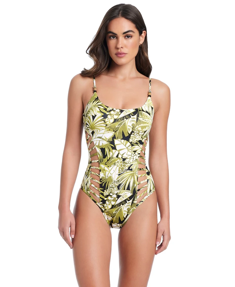 Red Carter Cross Side Cut Out One-Piece Swimsuit