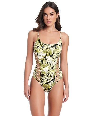 Red Carter Cross Side Cut Out One-Piece Swimsuit