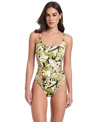 Red Carter Cross Side Cut Out One-Piece Swimsuit