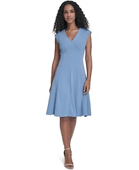 Calvin Klein Women's Crepe V-Neck Midi Dress