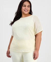 Anne Klein Plus Sequined Dolman-Sleeve Top