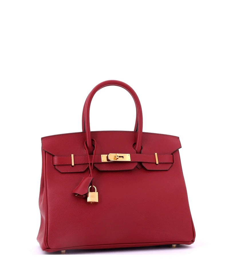 Pre-Owned HERMES Birkin 30 Handbag Red Epsom with Gold Hardware