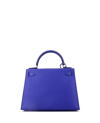 Pre-Owned HERMES Kelly 28 Handbag Blue Epsom with Brushed Palladium Hardware