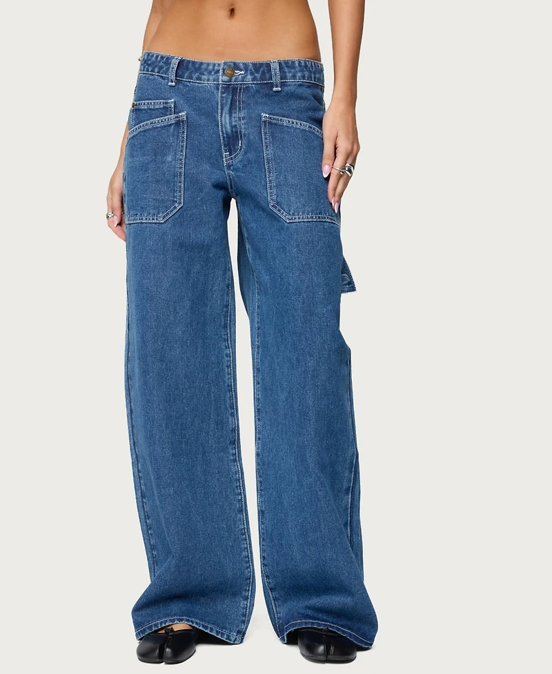 Edikted Women's Connie Low Rise Baggy Carpenter Jeans