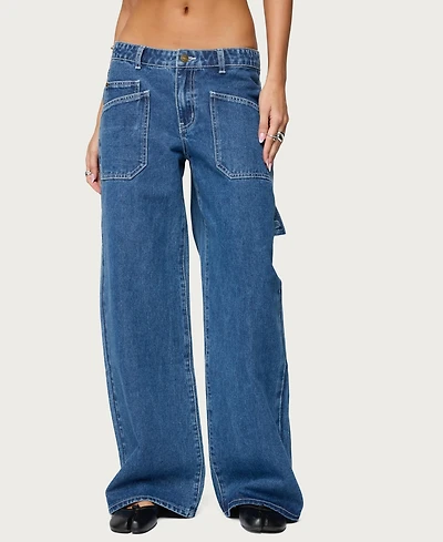 Edikted Women's Connie Low Rise Baggy Carpenter Jeans