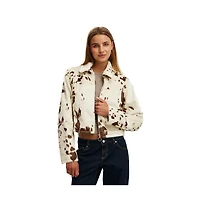 Cotton On Women's Cow Faux Fur Jacket