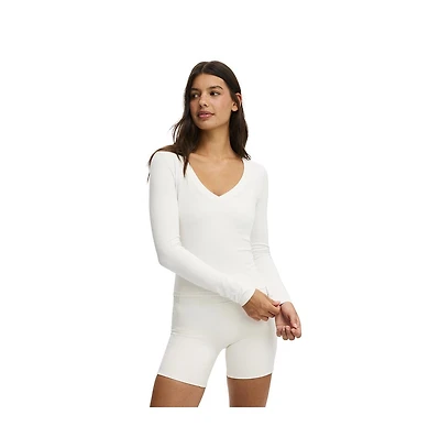 Cotton On Women's Active Ultra Soft Plunge Front Long Sleeve