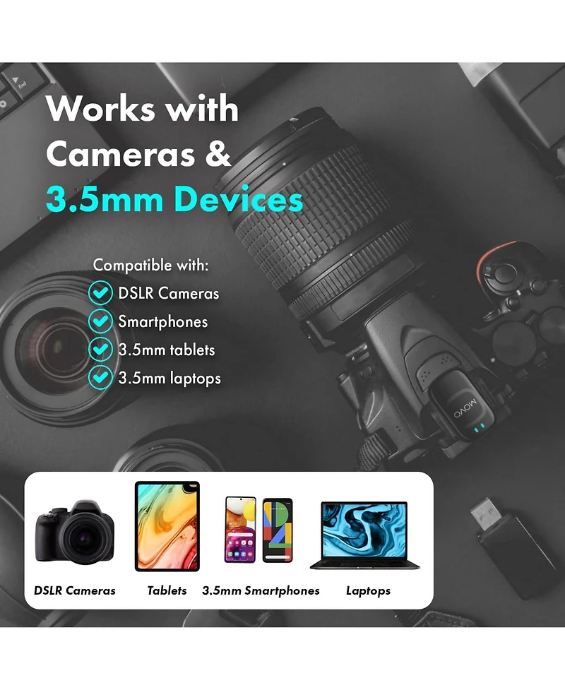 Movo NanoMic Wireless Lavalier Microphone with Wmx-HM2 Handle