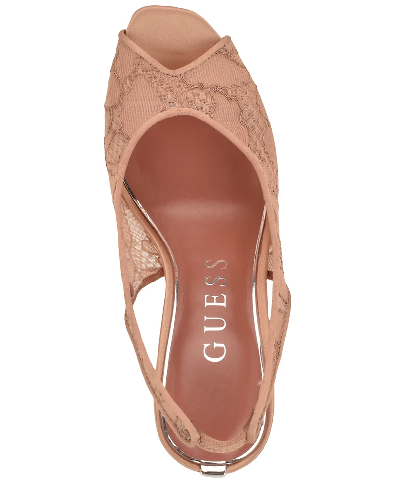 Guess Women's Kisco Peep Toe Slingback Stiletto Pumps