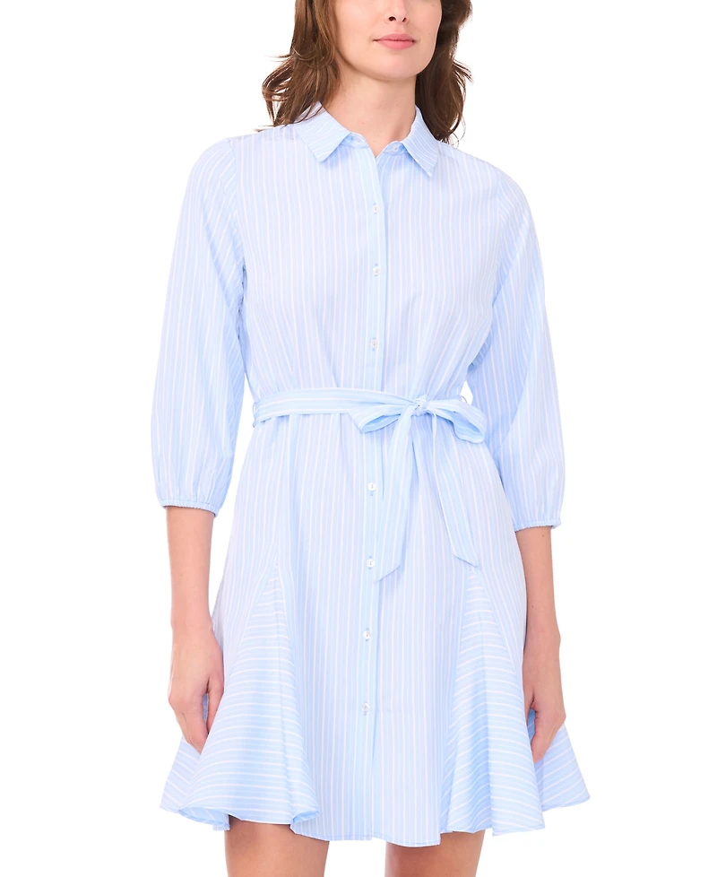 Msk Women's Tie Waist Collared Neck Dress