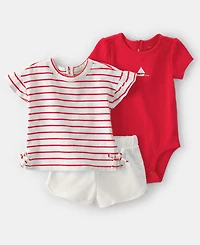 Carter's Baby Girls' Sailboat Short-Sleeve Top, Bodysuit and Shorts, 3-Piece Set