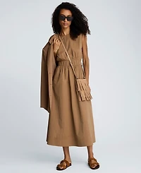 Kenneth Cole Women's Cotton Ruched Waist Midi Dress