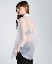 Kenneth Cole Women's Oversized Collared Tunic Shirt