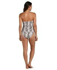La Blanca Womens Wild Whispers Twist Bandeau Tankini Shirred Band Hipster Bottoms