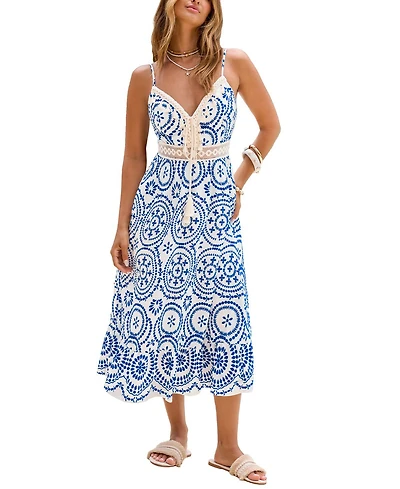 Cupshe Women's Mykonos Ornate Midi Beach Dress