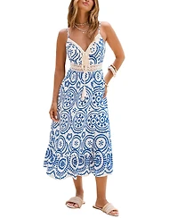 Cupshe Women's Mykonos Ornate Midi Beach Dress