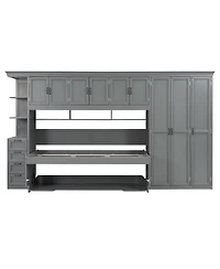 Streamdale Furniture Twin Murphy Bed Wall with Wardrobe, Cabinet and Desk