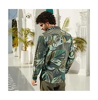 Campus Sutra Men's Jungle Green Palm Print Casual Shirt